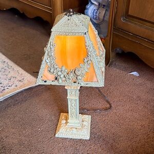 Art Nouveau Slag Glass Boudir Lamp